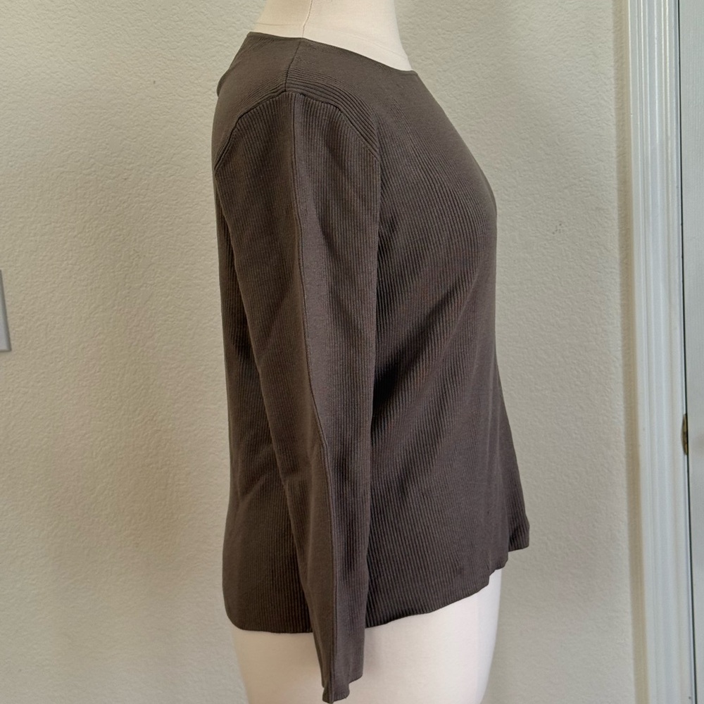 Chico's Taupe Long Sleeve Ribbed Top size 16 (Chico’s size 3) - Picture 4 of 8